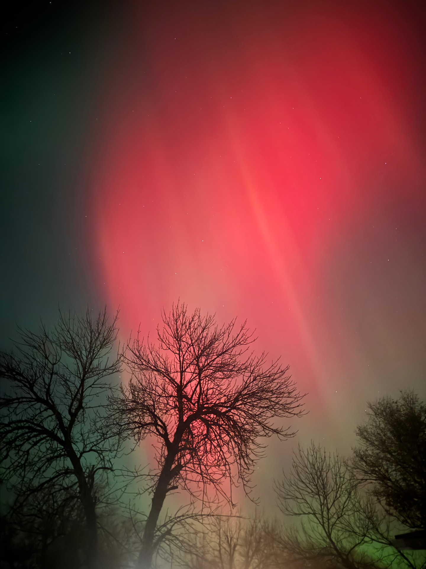 Red Aurora over the Cottonwoods — The High Plains